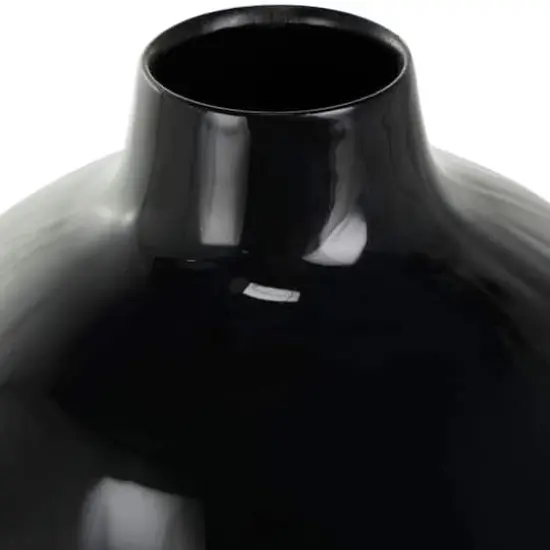 16" Black Metal Abstract Vase with Gold Detailing {6}