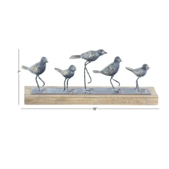 18" Gray Metal Farmhouse Birds Sculpture {8}