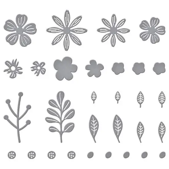 Spellbinders&reg; Mini Blooms & Sprigs Etched Die Set {4}