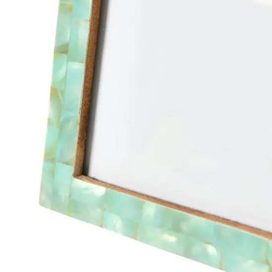 Hello Honey&reg; 5" x 7" Aqua Handmade Mother of Pearl & MDF Photo Frame {3}