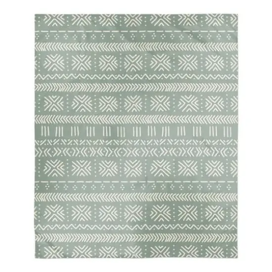 Sage Mudcloth 50" x 60" Sherpa Fleece Blanket {1}