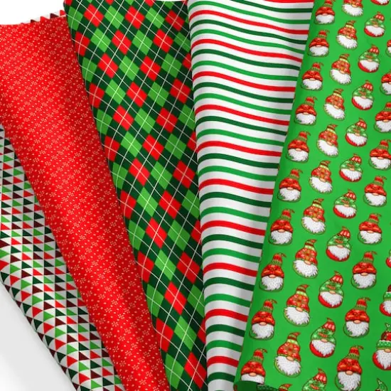 SINGER Christmas Gnome Holiday 5 Piece Fat Quarter Bundle {3}