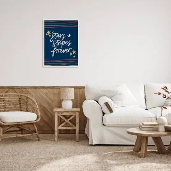 Stupell Industries Stars Stripes Forever Americana Independence Day Framed Giclee Art White {3}