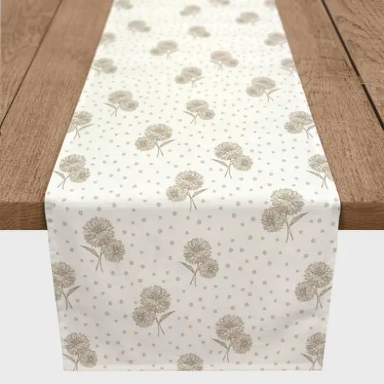 72" Floral Dots Cotton Twill Runner Tan {1}