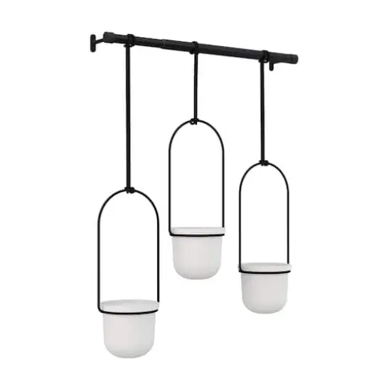 Umbra White & Black Triflora Hanging Planter Set {1}