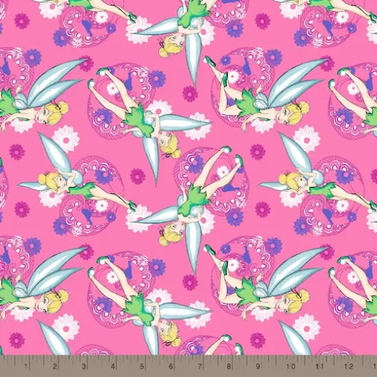Disney&reg; Tink Fashion Pink Tinkerbell Allover Cotton Fabric {3}