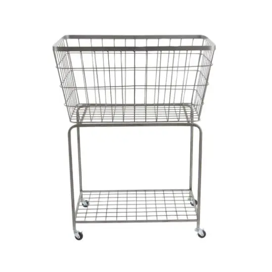 Gray Industrial Metal Storage Cart {3}