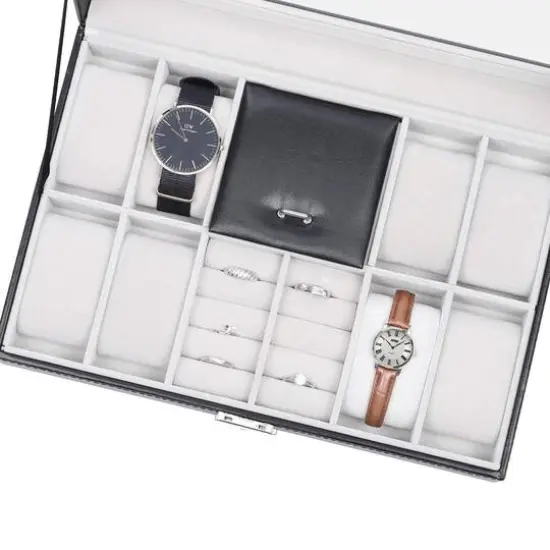 Charcoal Black Grand Ebony Jewelry Watch Box {4}