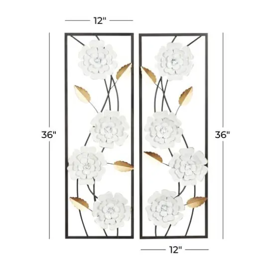 36" White Floral Contemporary Wall D&eacute;cor Set {8}