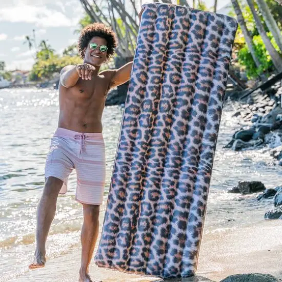 PoolCandy Leopard Print Deluxe Pool Raft {3}