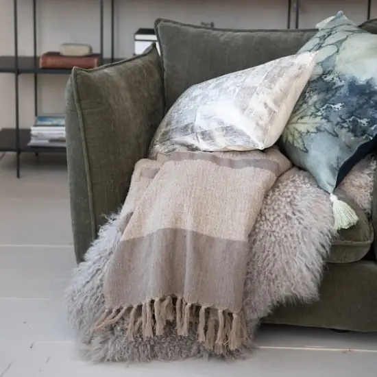 Hello Honey&reg; Beige & Brown Savannah Stripe Cotton Blend Throw with Fringe {3}