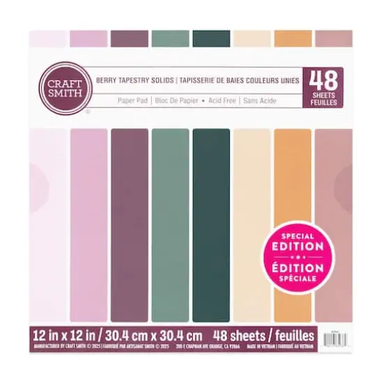 Craft Smith 12" x 12" Berry Tapestry Solids Paper Pad {1}