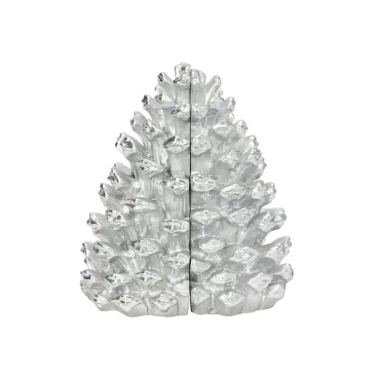 Hello Honey&reg; Pinecone Bookends Set Silver {3}
