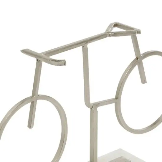 13" Silver Metal Contemporary Bicycle Sculpture {5}