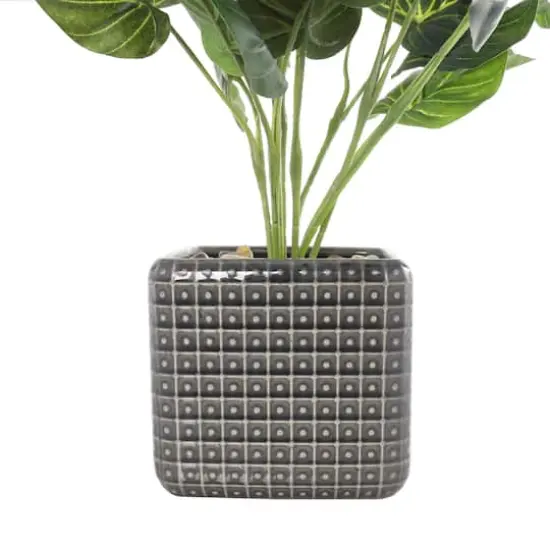 20" Green Foliage Artificial Plant with Black Ceramic Pot {4}