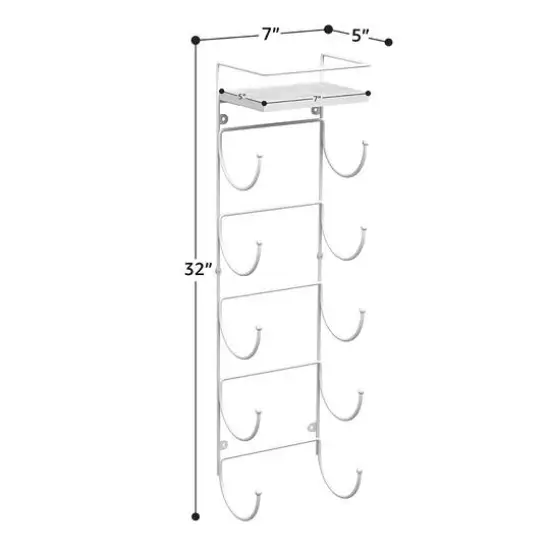 Sorbus Wall Mounted Towel Rack with Shelf White {6}