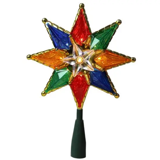 8" Lighted Multi Color 8-Point Star Tree Topper {1}