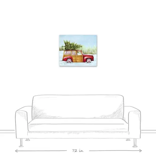Red Truck Christmas Tree Canvas Wall Art {6}