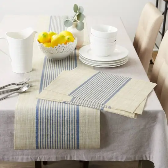 DII&reg; French Blue Middle Stripe PVC Woven Placemat, 6ct. {4}