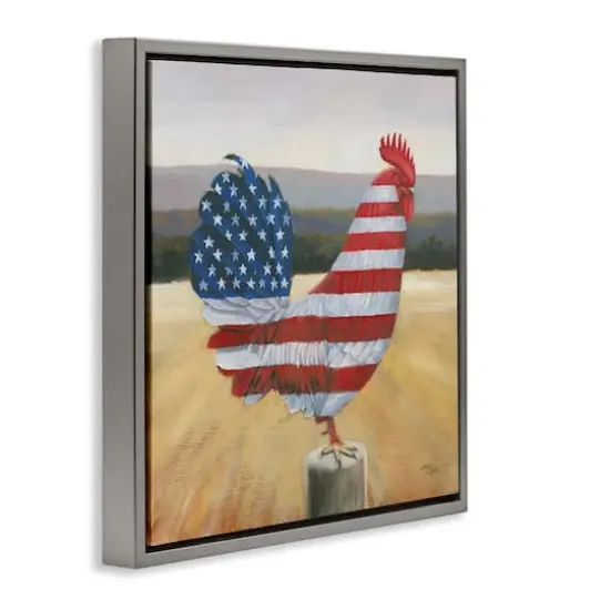 Stupell Industries American Flag Rooster Floater Framed Art Gray {4}