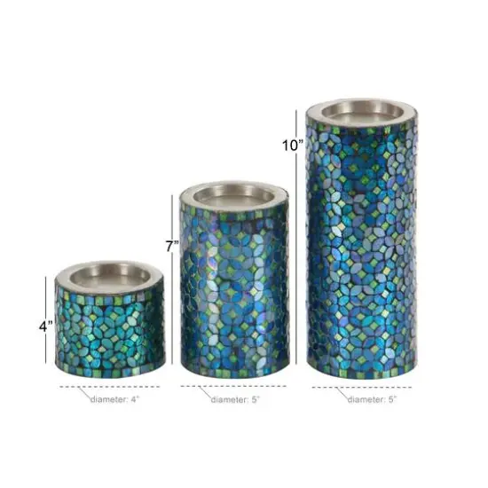 Turquoise Metal Glam Candle Holder Set {5}