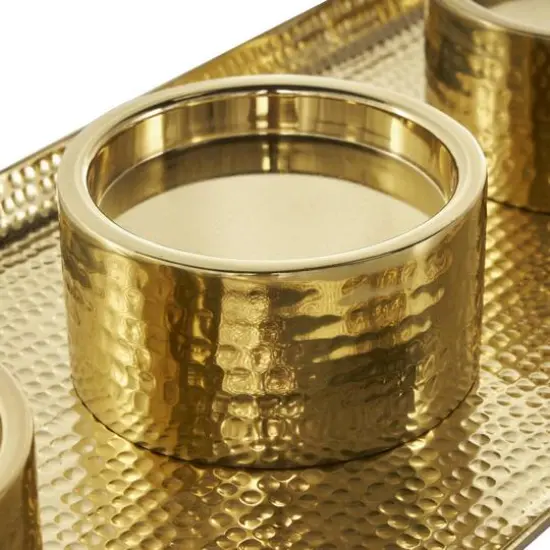 26" Stainless Steel 4 Candle Candelabra with Attached Tray Gold {7}