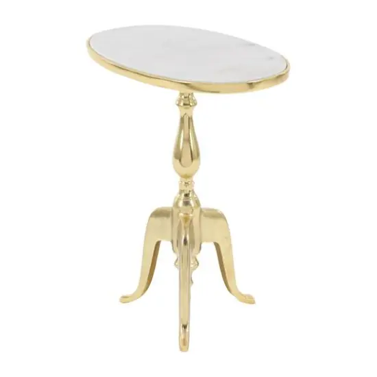 22'' Gold Stone Traditional Accent Table {3}