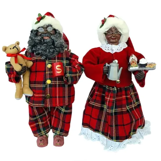 Santa's Workshop 15" Mr. & Mrs. Claus in Pajamas Figure Set {1}