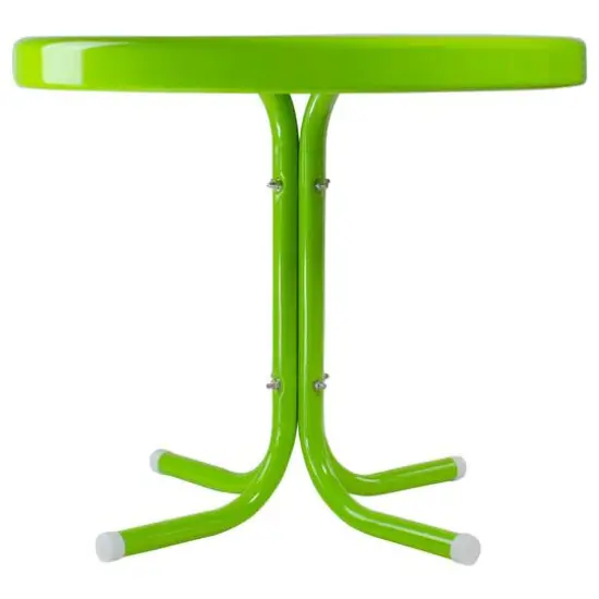 22" Outdoor Retro Tulip Side Table Lime Green {4}