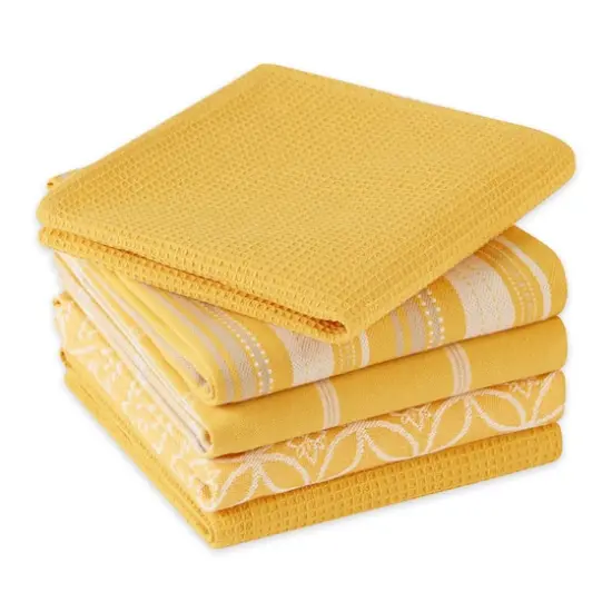 DII&reg; Assorted Mustard Dishtowel & Dishcloth (Set of 5) {3}