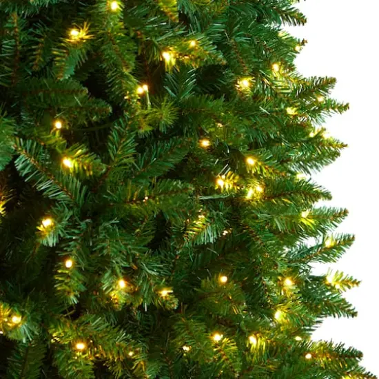11ft. Pre-Lit Slim Green Mountain Pine Artificial Christmas Tree, Clear LED Lights {5}