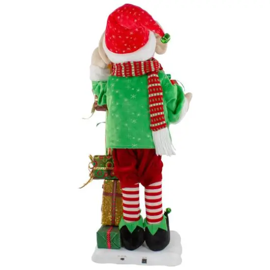 30" Santa's Little Animated Elf with Lighted Star Musical Christmas Figure {6}