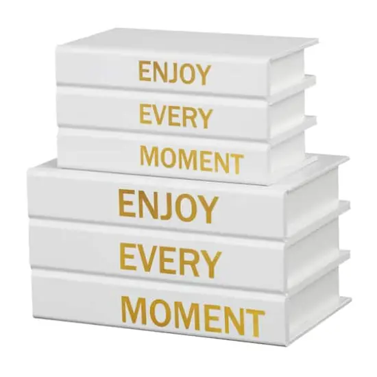 Enjoy Every Moment Canvas Storage Book Box Set White {1}