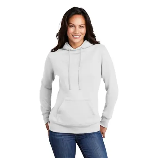 Port & Company&reg; Hooded Pullover Ladies Core Fleece Sweatshirt White {3}
