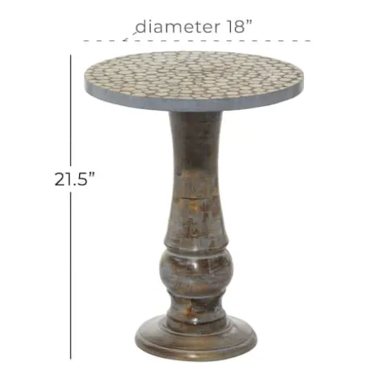 18" Gray Rustic Mango Wood Accent Table {7}