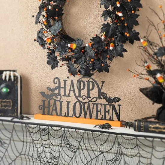 Glitzhome&reg; 18" Happy Halloween Wood and Metal Table D&eacute;cor {3}