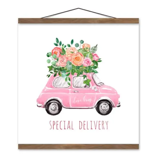 Special Delivery Love Bug Teak Hanging Canvas Wall Art {1}