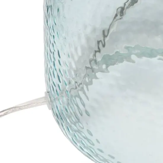 Lalia Home 20" Clear Blue Hammered Glass Jar Table Lamp with White Shade {9}