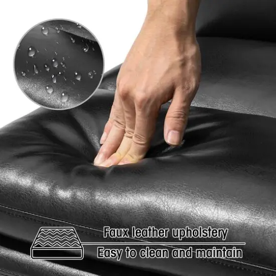 Glitzhome&reg; Modern Thick Leatherette Accent Chair Black {6}