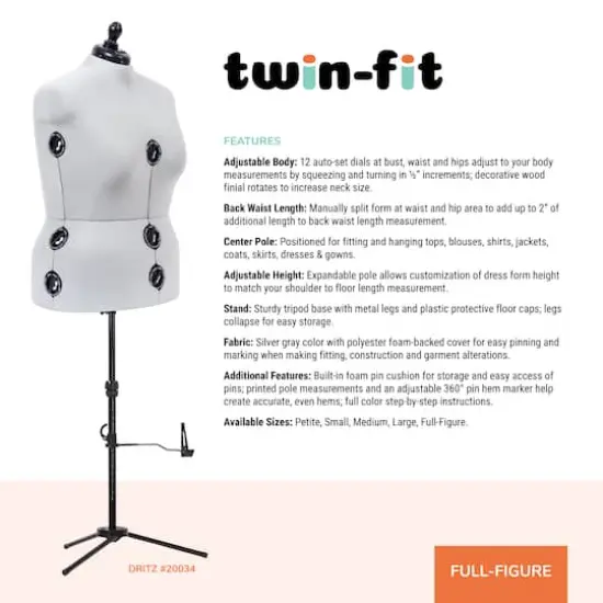 Dritz&reg; Twin-Fit Full Figure Dress Form with Adjustable Tri-Pod Stand {3}
