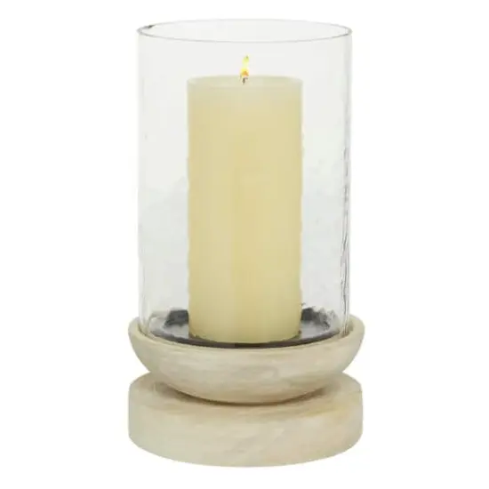 10" Cream Wood Traditional Candle Holder {1}