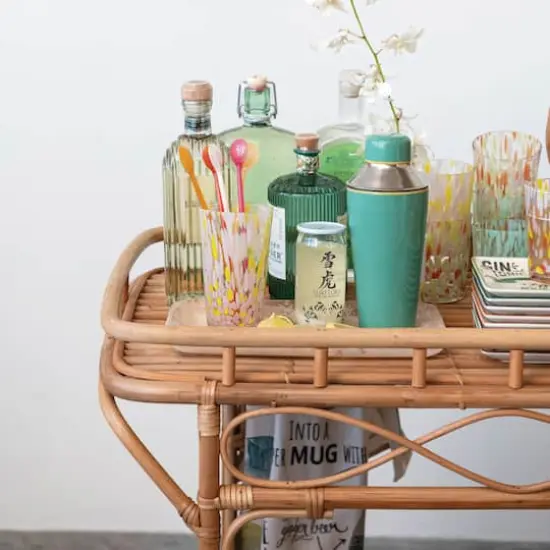 Hello Honey&reg; 21oz. Green & Yellow Round Enameled Stainless Steel Cocktail Shaker with Colored Edge {4}