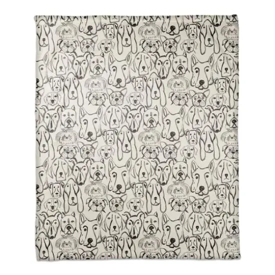 Dog Face Sketch Pattern 3 50" x 60" Coral Fleece Blanket {1}