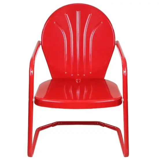 Red Outdoor Retro Metal Tulip Armchair {3}