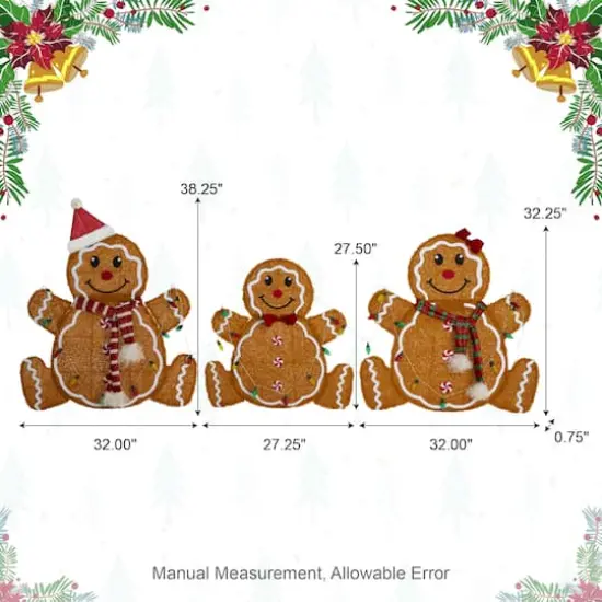 Glitzhome&reg; 90.5"L Lighted Christmas 2D Fabric Gingerbread Family Outdoor Decor Set {9}