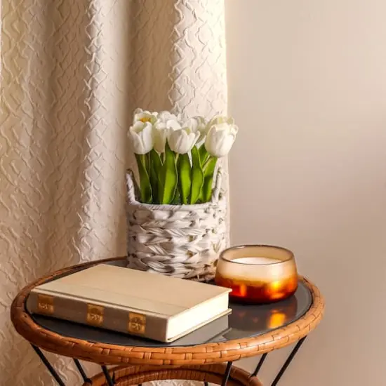 10" Tulip Bouquet in White Basket {4}