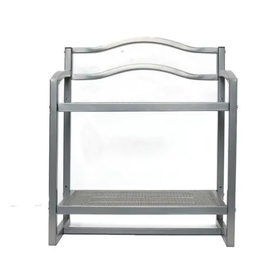 Household Essentials 2-Tier Metal Wall Mount Bathroom Shelf Silver {8}