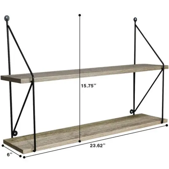 Sorbus 23.6" Double Tier Floating Shelf {5}
