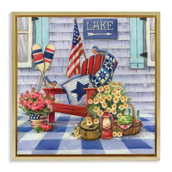 Stupell Industries Americana Porch View Floater Framed Art Gold {1}