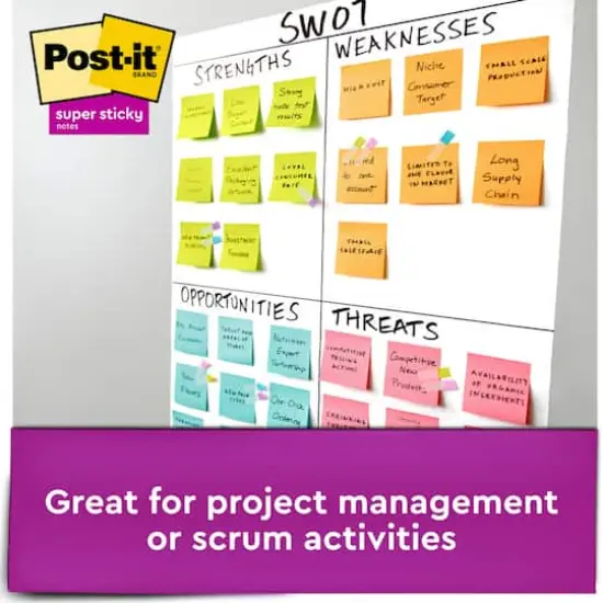 Post-it&reg; 3" x 3" Super Sticky Notes, 5 Pack Neon Pink {5}